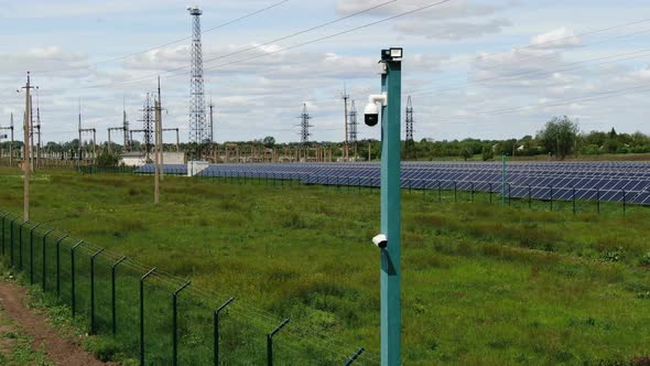 Solar Power Station in the Field, Vegetation and the Metal Structures,  alt