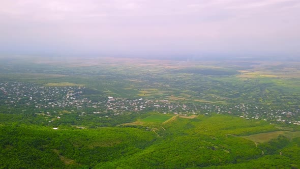 Aerial view on Signagi and Alazani valley, Georgia. Sighnaghi city of love in Georgia alt
