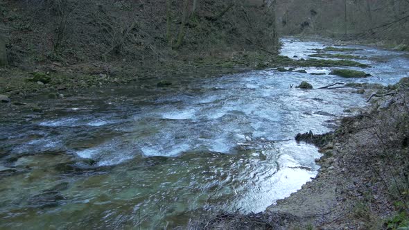 A river flowing through a gorge