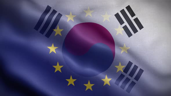EU Korea South Flag Loop Background 4K