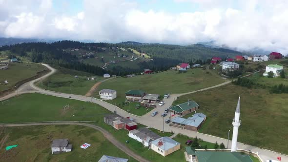 Trabzon City Village On Top Of Mountains Aerial View 