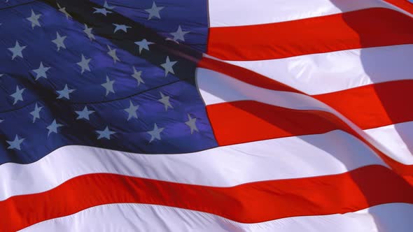 American Flag USA Close Up Waving Background, 