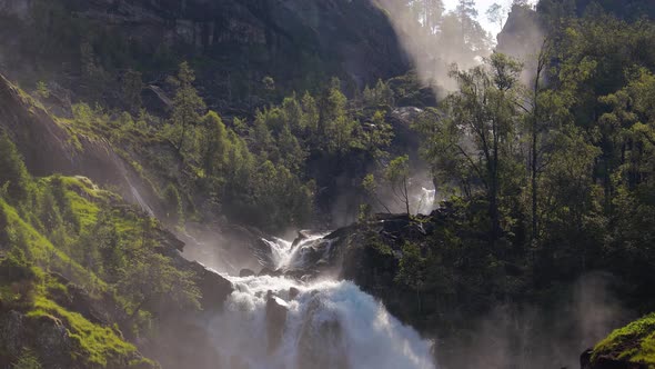 Latefossen Is One of the Most Visited Waterfalls in Norway and Is Located Near Skare and Odda alt