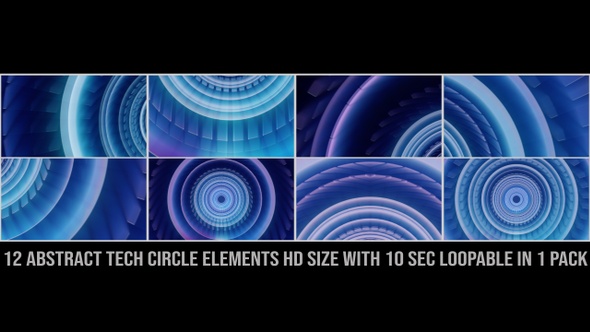 Abstract Tech Circle Blue Pack V01