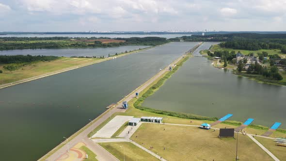Top View of the Rowing Canal in the City of Zaslavl Near Minsk