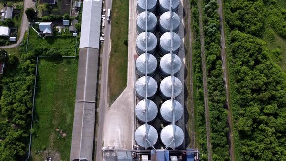 Modern Grain Silo Elevator View From a Height and From Different Angles