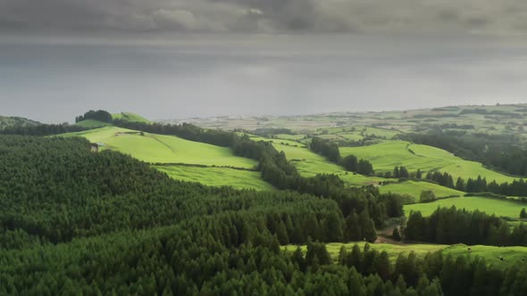 Greenery Covered Volcanic Island of Sao Miguel in Atlantic Ocean Azores alt
