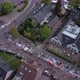 Netherlands - 27 april 2022, Blaricum: Flea market on Kingsday, Aerial topdown view