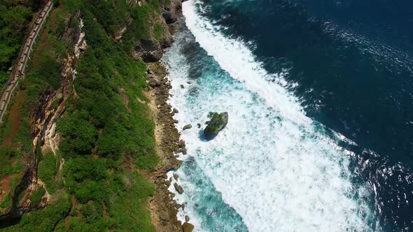 Aerial View of Uluwatu Temple (Pura Luhur Uluwatu), Pecatu, Kuta South, Badung, Bali, Indonesia.