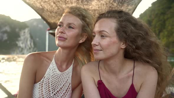 Girl Friends on a Boat Ride in Cheow Lan Lake alt