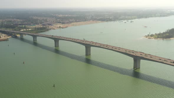 Aerial view of Cua Dai Bridge - Hoi An, Thu Bon River, Quang Nam province, Vietnam alt