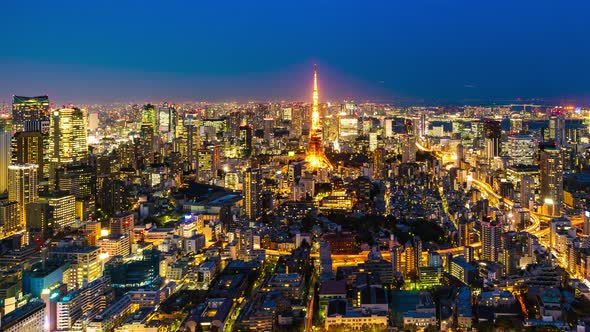 day to night time lapse of Tokyo city, Japan