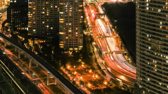 Time Lapse of Tokyo City with Public Transportation and Infrastructure