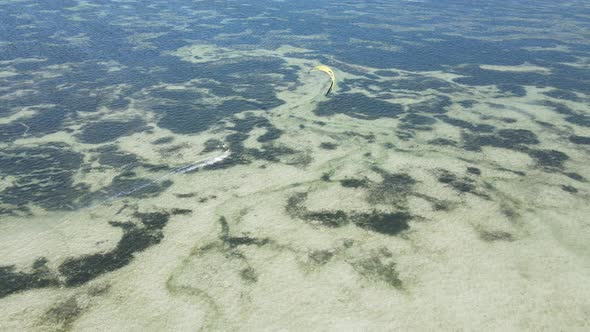 Zanzibar Tanzania  Kitesurfing Near the Shore Slow Motion alt