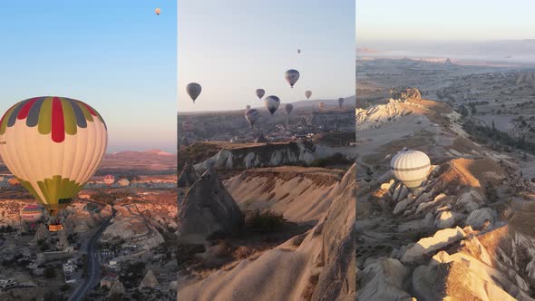 Threeinone Vertical Video  Flight of Balloons in Cappadocia Turkey alt