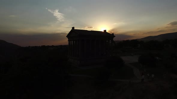 Aerial view Pagan Garni temple in Armenia. alt
