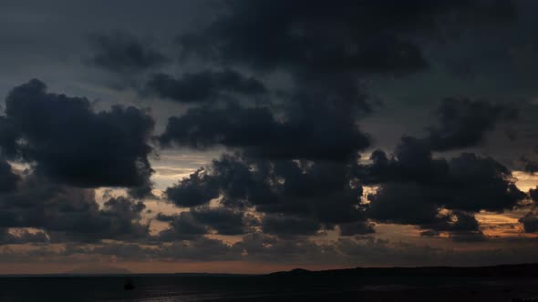 Tropical Beach Cloudy Sunset