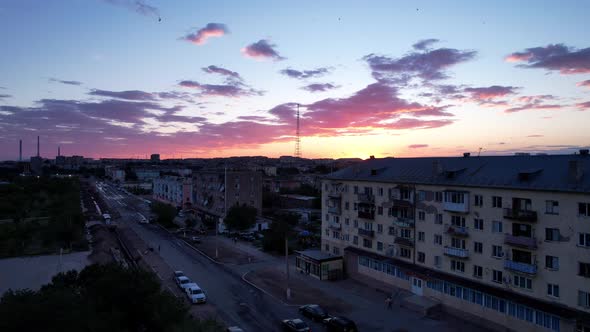 Pink Sunset Over a Small Town alt