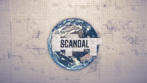 Scandal Text Animation with Earth Background
