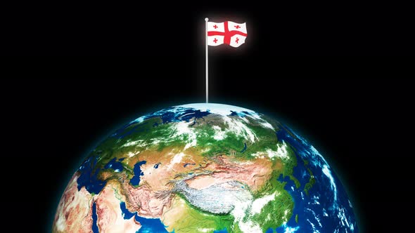 Georgia Flying Flag On The 3d Rotated Planet Earth alt