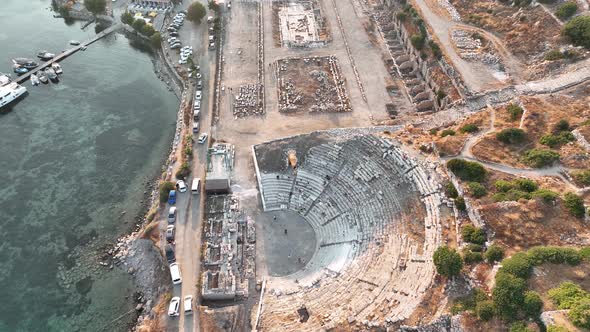 Knidos Ancient City And Amphitheater Aerial