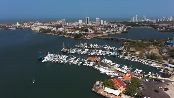 The Old City from the Yacht Club in Cartagena Bay Columbia alt