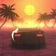 80's Cartoon Car And Palm Trees Desert And Sunset Loop Part 2 - VideoHive Item for Sale