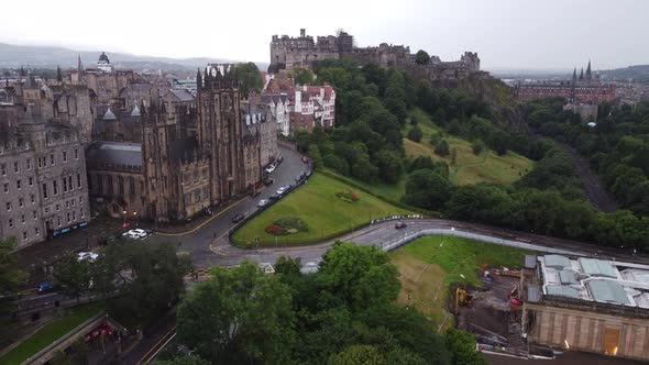 Drone Footage of Beautiful Old Streets and Holyrood Park in Edinburgh