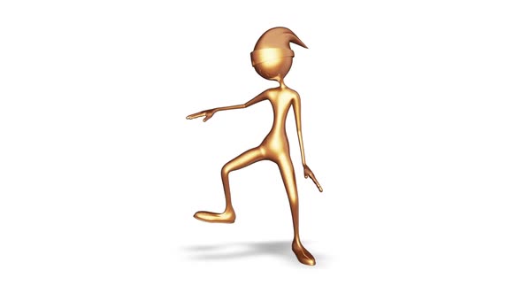 3d Character Man Gold Dance Loop On White Background alt
