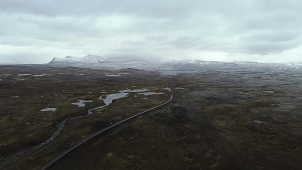 Aerial View Of Arctic North Landscape In Iceland