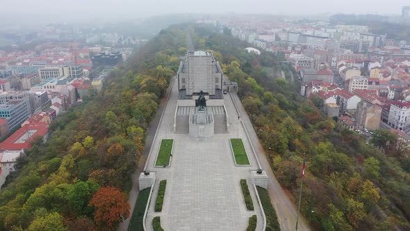 Aerial View of National Monument on Vitkov Hill - National War Memorial and History Museum, Prague