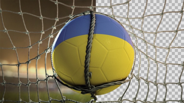 Soccer Ball Scoring Goal Night Frontal - Ukraine