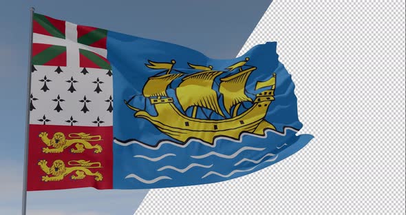 flag Saint Pierre and Miquelon patriotism national freedom, seamless loop, alpha channel alt