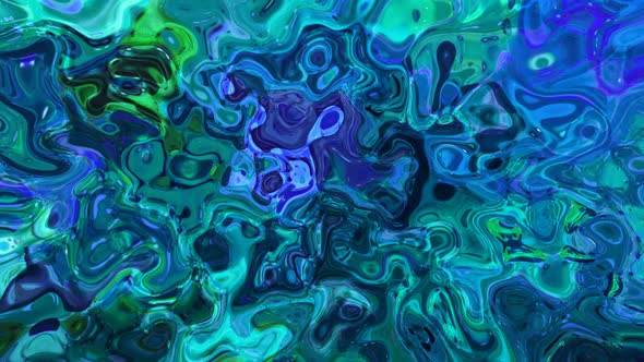 Blue Cyan Color Glossy Abstract Marble Liquid Motion Background