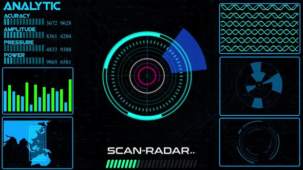 Technology radar HUD motion background. Vd 66 alt