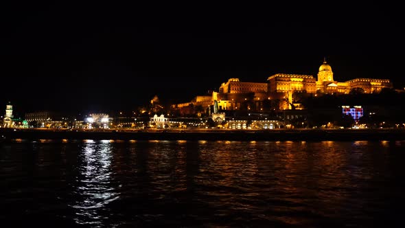 Buda Castle By Night From The Danube River