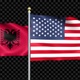 Albania And United States Two Countries Flags Waving - VideoHive Item for Sale