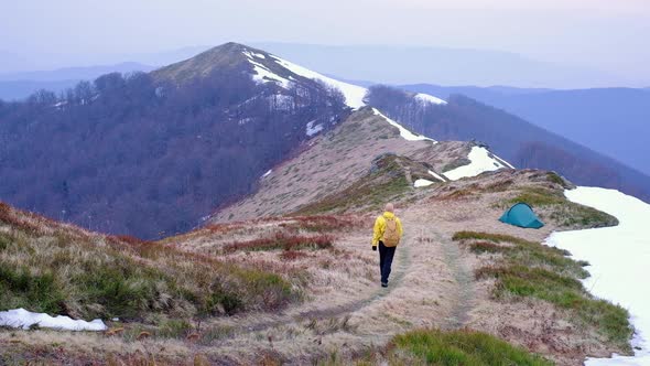 Tourist Near His Tent