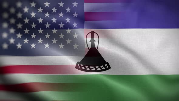 USA Lesotho Flag Loop Background 4K