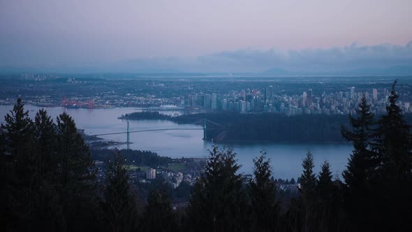 timelapse of vancouver downtown at sunset