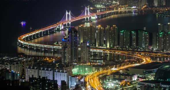 Busan, South Korea Aerial View Timelaps alt