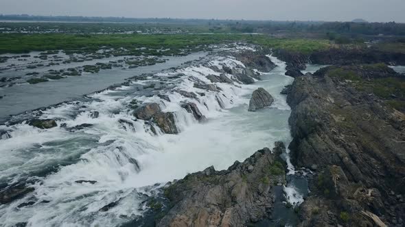 Aerial Waterfall in Asia  4k alt