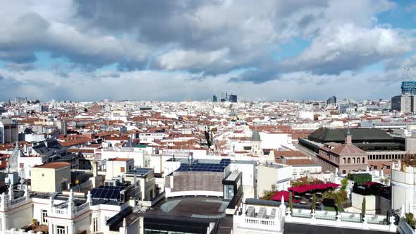 Aerial View of Madrid Residential Quarters Clouds Sailing Over the City alt