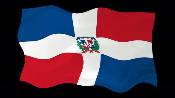 Dominican Republic Waving Flag Animated Black Background