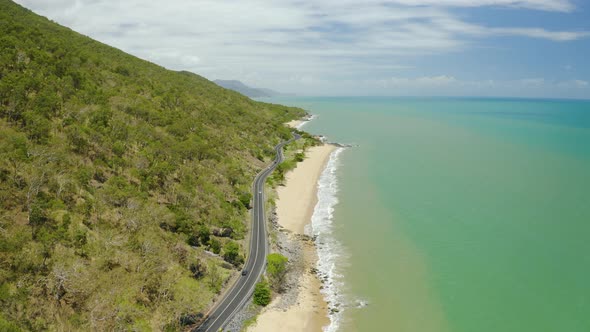 Aerial, Gorgeous View On Empty Ellis Beach In Cairns, Queensland, Australia