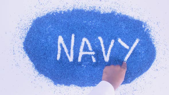 Indian Hand Writes On Blue Navy