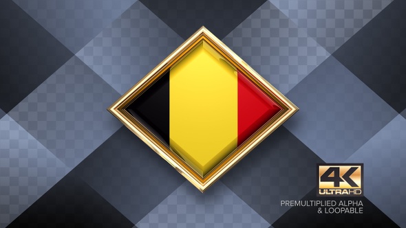 Belgium Flag Rotating Badge 4K Looping with Transparent Background