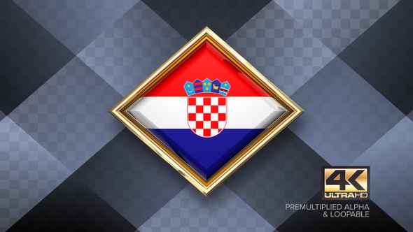 Croatia Flag Rotating Badge 4K Looping with Transparent Background