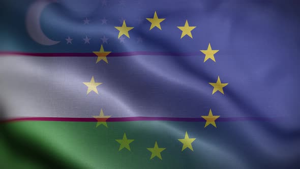 EU Uzbekistan Flag Loop Background 4K