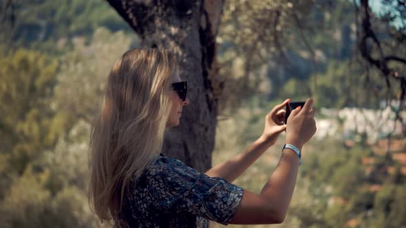 Woman Walking Mediterranean Sea Beach. Cinematic Inspiration Travel Holiday Trip. Fresh Sea Breeze alt